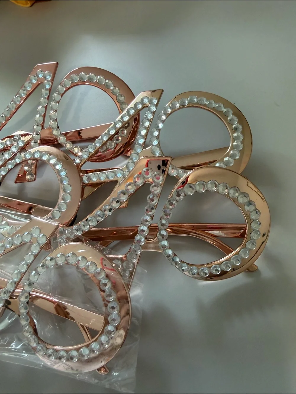 Rhinestone Embellished Rose Gold 40th Birthday Glasses Set of 5